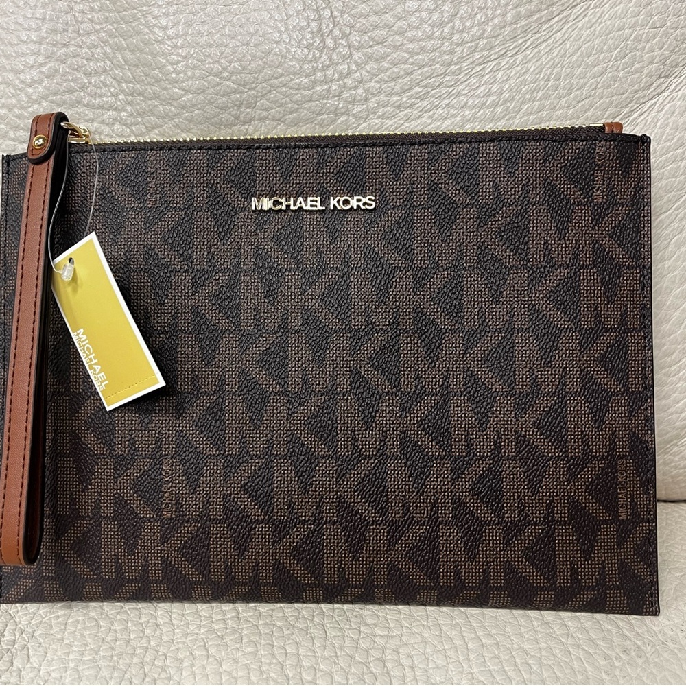 Michael Kors leather wristlet clutch
